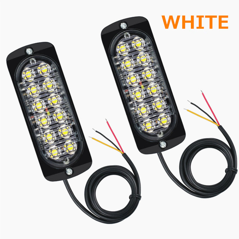 2PCS 12-24V 12LED Slim Flash Light Car Vehicle Emergency Warning Strobe Light