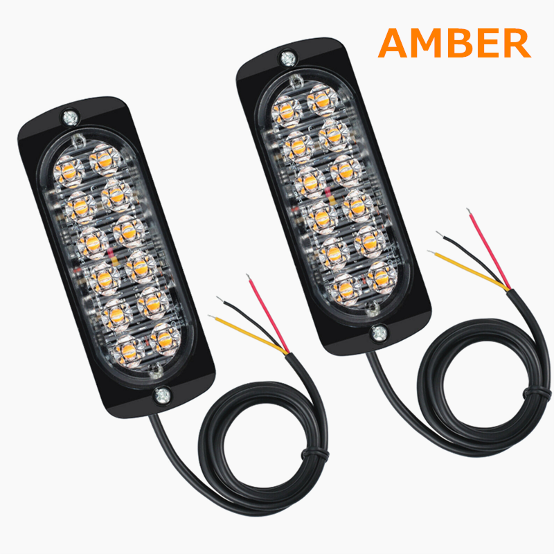 2PCS 12-24V 12LED Slim Flash Light Car Vehicle Emergency Warning Strobe Light