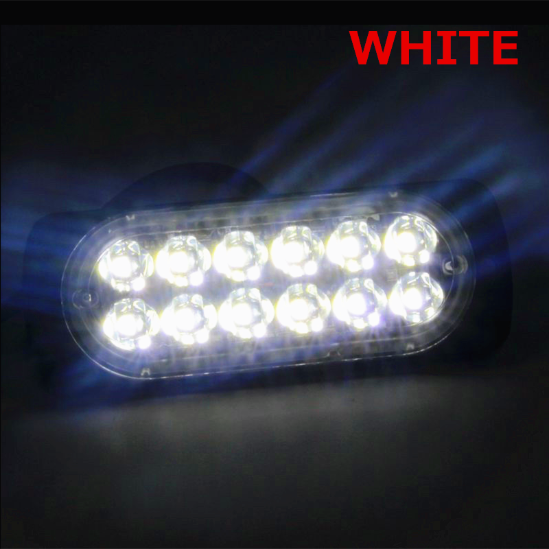 2PCS 12-24V 12LED Slim Flash Light Car Vehicle Emergency Warning Strobe Light