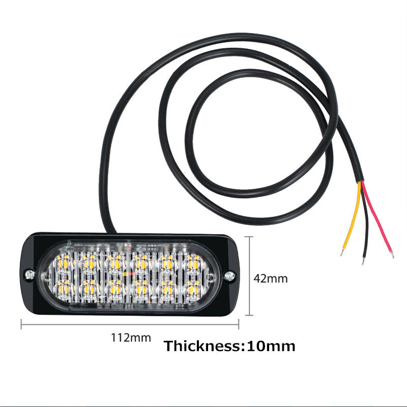 2PCS 12-24V 12LED Slim Flash Light Car Vehicle Emergency Warning Strobe Light
