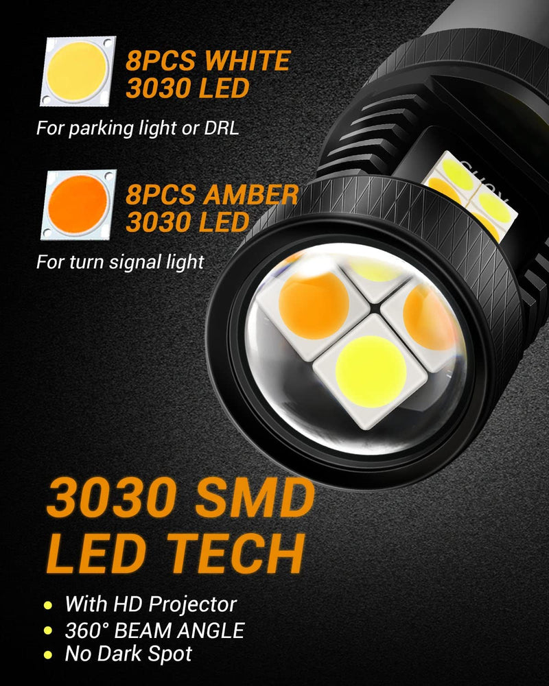 2PCS × 12V Dual Colour White + Amber  1156 Led Lights Bulbs