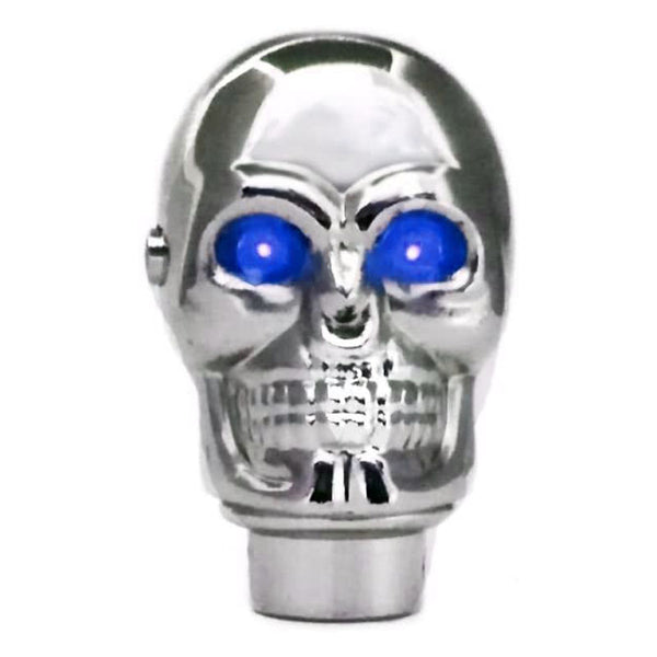 Silver Chrome Skull Gear Shift Knob Manual Stick Shift Knobs - LED  BLUE  Eyes