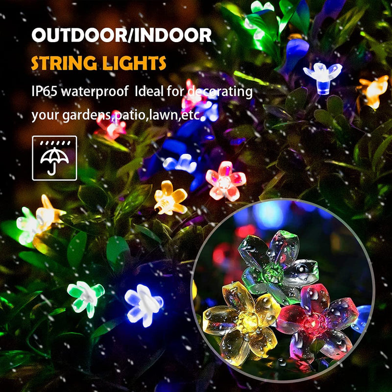 11M 60 Leds Solar Flower String Lights 8 Modes LED Fairy Light for outdoor Decoration