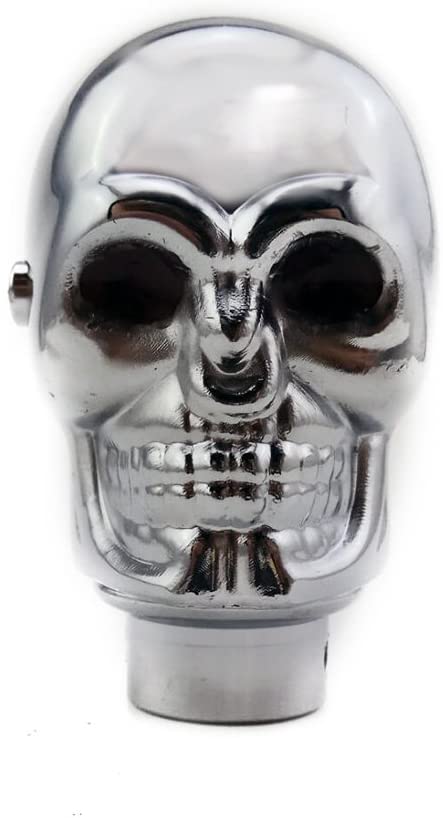 Silver Chrome Skull Gear Shift Knob Manual Stick Shift Knobs - LED  BLUE  Eyes