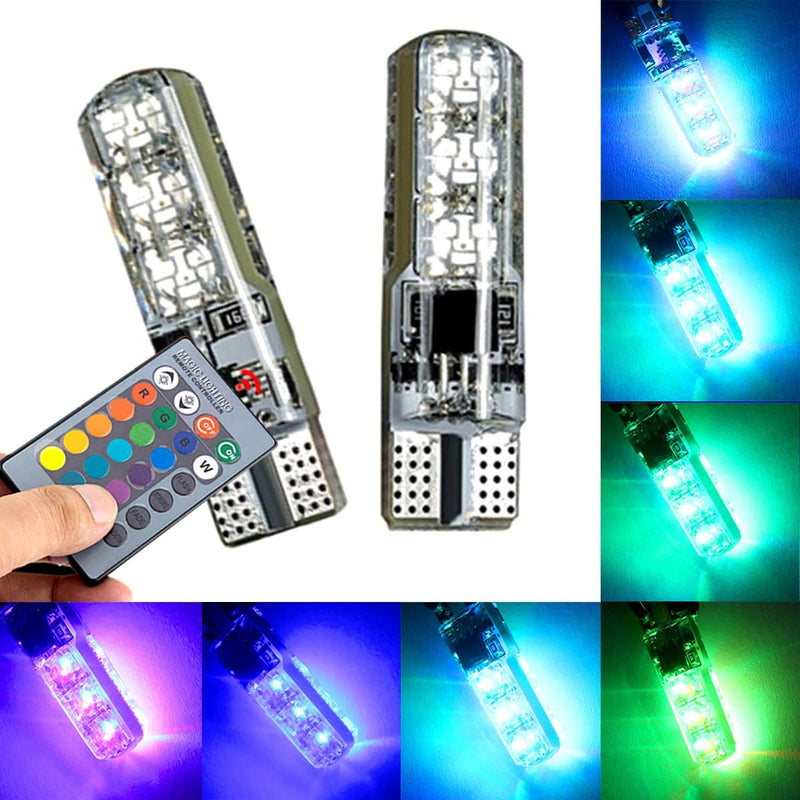 12V T10 5050 6SMD Remote Control Car Led T10 RGB Light Bulb