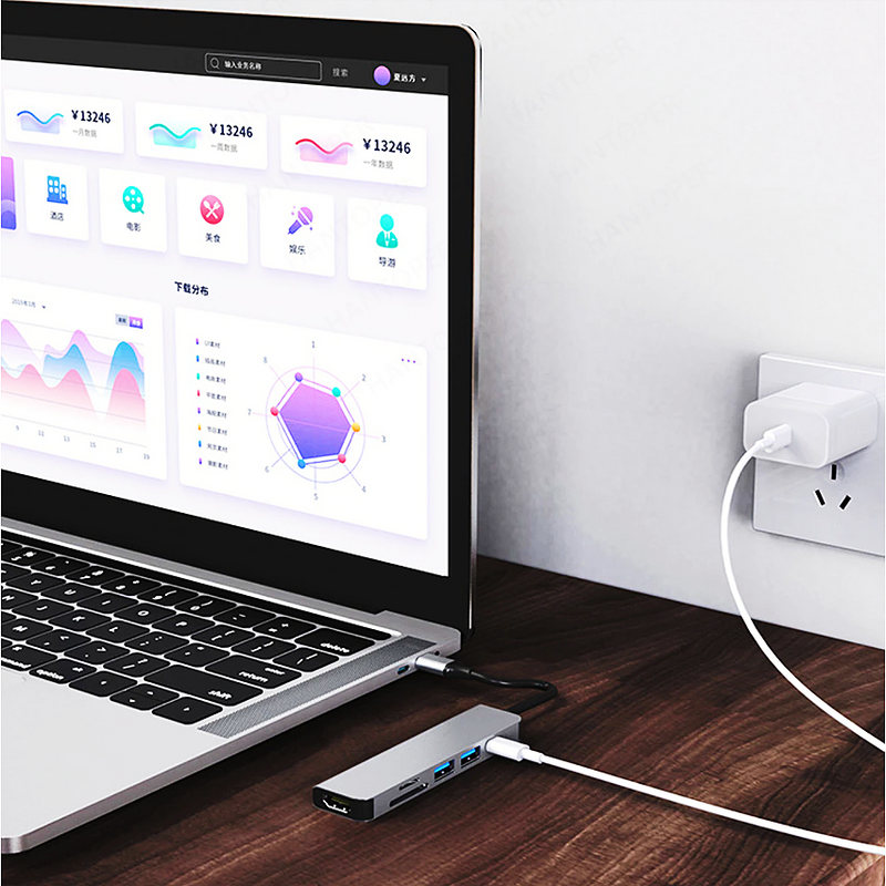 USB HUB TYPE C HUB Adapter 6 in 1