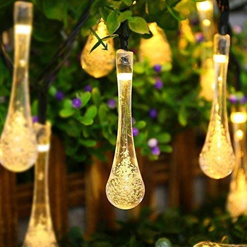 6.5M 30 Leds Solar Water Drop String Lights 8 Modes LED Fairy Light for outdoor Decoration