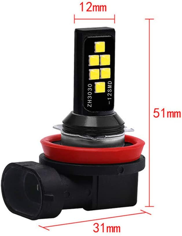 H8 Led 2PCS 12V 1400 Lumens Car H11/H8/H9 LED Fog Light -6000K WHITE ...