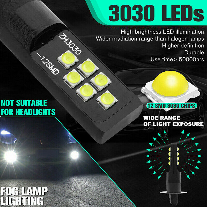 2PCS 12V 1400 Lumens Car H3 LED Fog Light