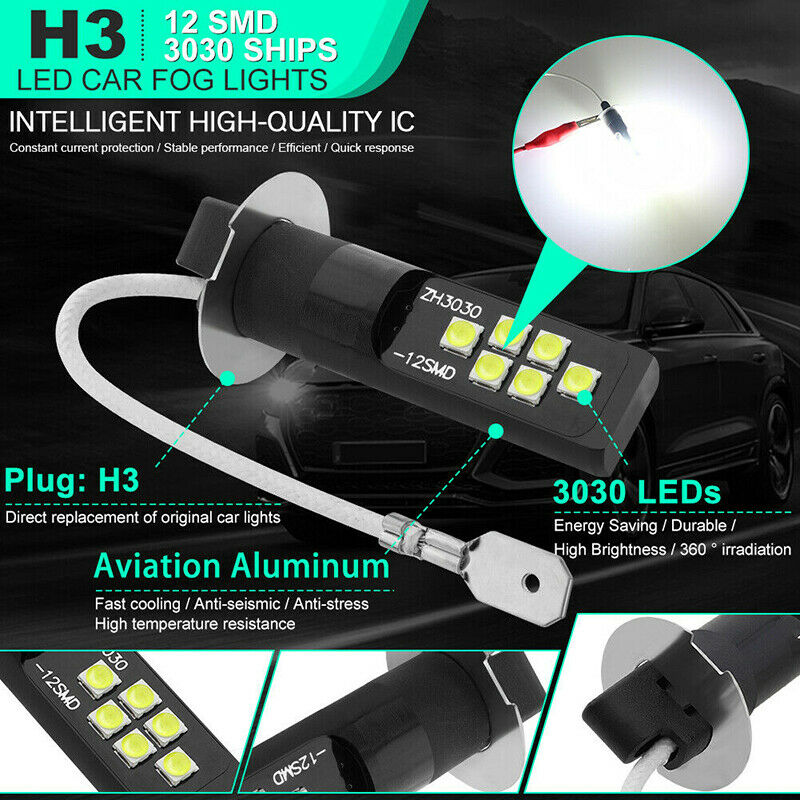 2PCS 12V 1400 Lumens Car H3 LED Fog Light