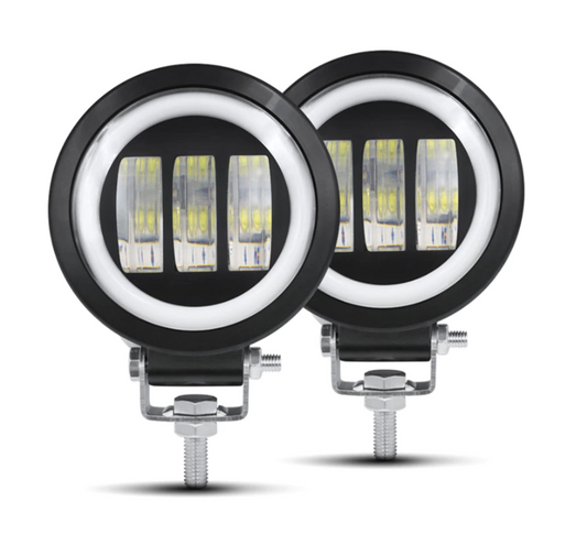 2PCS 3.5 Inch 12V-24V LED Work Lights,6000K 30W  Angel Eyes Lamp
