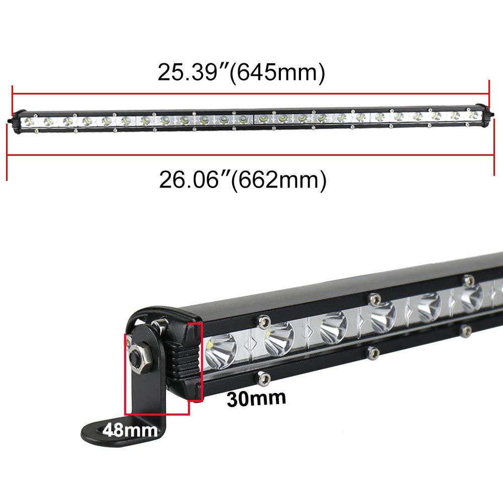72W 26inch Cree Single Row Thin LED Work Light Bar Spot Beam for Off Road