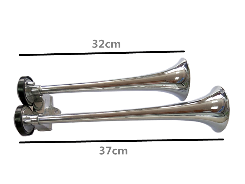 12V  2 Sounds Dual Trumpet Chrome Zinc  Super Loud Air Horn-ROAD MONSTER