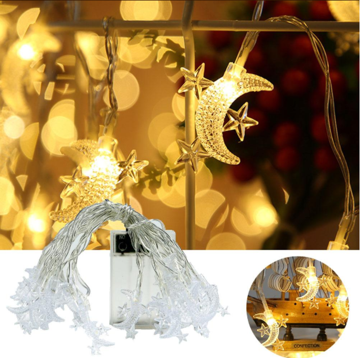 6M 40 Leds Battery Operated Moon String Lights LED Fairy Light with Battery Box
