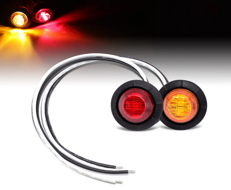 12V Mini 3/4" 3 LED Round  Indicator Light Side Marker Clearance Lamp