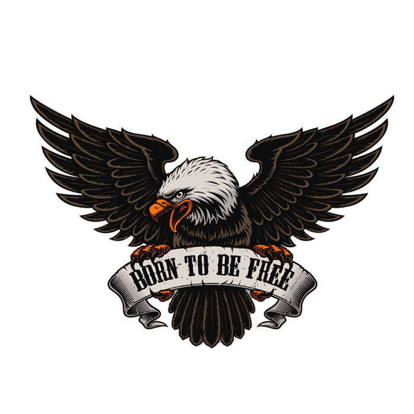 Car Stickers Exterior Eagle "BORN TO BE FREE"  -Big Size