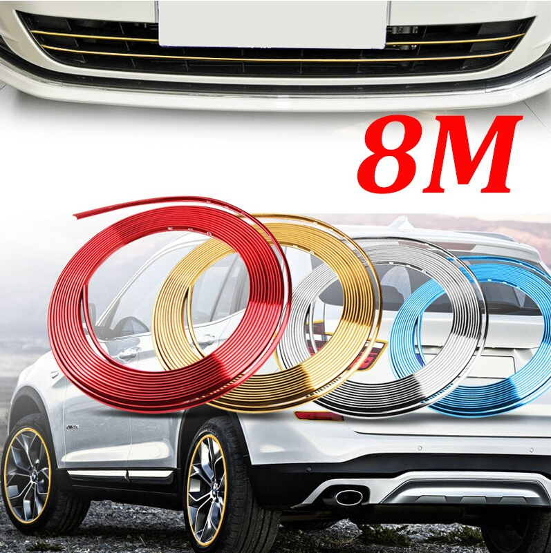 8M Car Protection Roll Car Wheel Rim Sticker Chrome Wheel Decoration Auto Tire Rims Plated Strip Decoration Car-styling Exterior