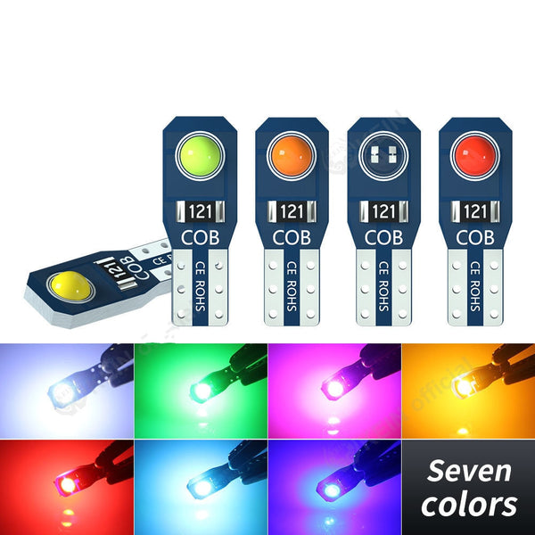 12V T5 Car Wedge COB  light bulb -7 Colors