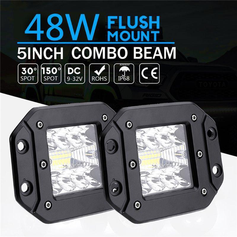 2PCS 5Inch 12V-24V 48W LED Work LIght Waterproof Off Road Car Light Bar LED Lights