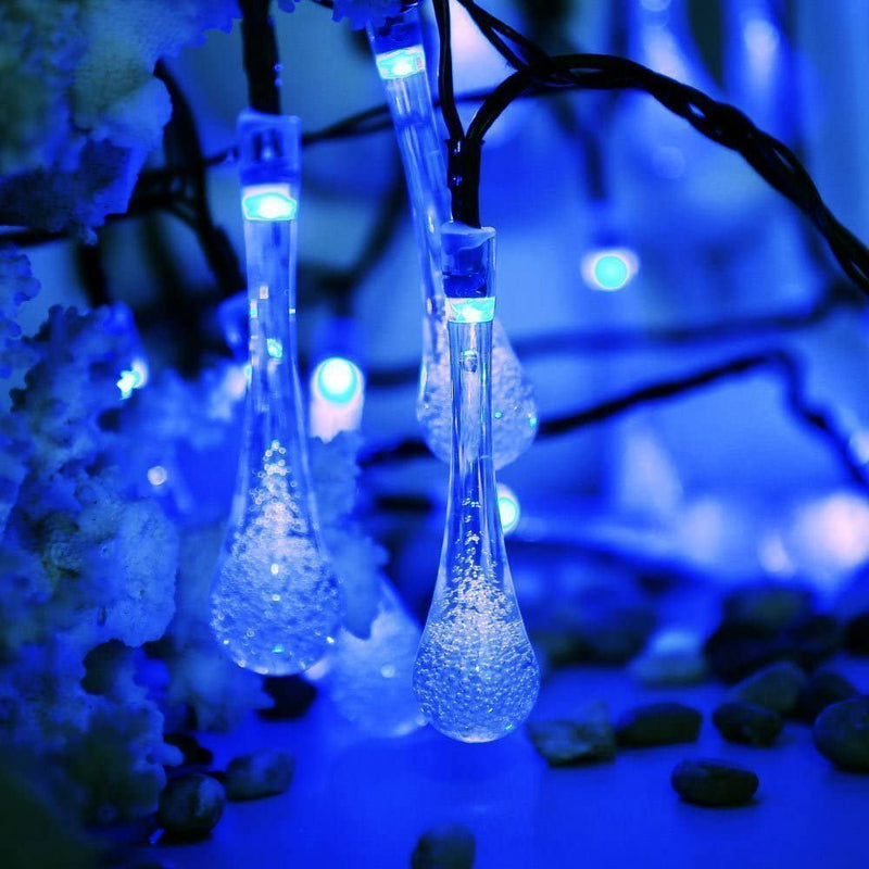 11M 60 Leds Solar Water Drop String Lights 8 Modes LED Fairy Light for outdoor Decoration