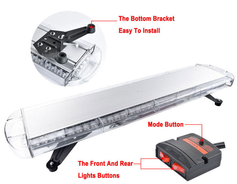 38"  72 LED Car Amber LED Emergency Strobe Light Warning Flashing Light Bar
